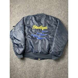 Mens Bomber Jacket Rothco MA-1 Blue Angels Navy Flight, Size 2XL
